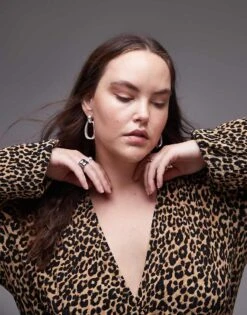 Mango Curve Leopard Print Midi Dress In Brown For Women -Mango Sales 207268658 4