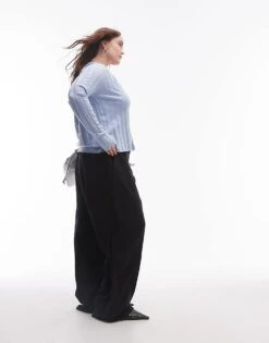 Mango Curve Pintuck Straight Leg Trousers In Black For Women