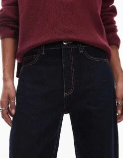 Mango High Waist Straight Leg Jean In Dark Blue Wash For Women -Mango Sales 207283432 5