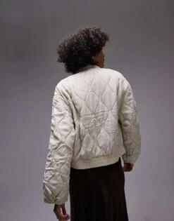 Mango Quilted Bomber Jacket In Ecru For Women -Mango Sales 207283479 4