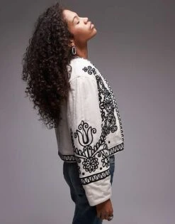 Mango Embroidered Detail Jacket In White For Women -Mango Sales 207283614 3