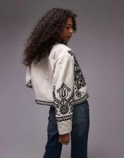 Mango Embroidered Detail Jacket In White For Women -Mango Sales 207283614 4