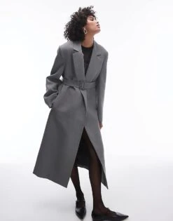 Mango Capsule Structured Wool Coat With Belt In Grey For Women -Mango Sales 207283665 1 grey 1