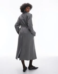 Mango Capsule Structured Wool Coat With Belt In Grey For Women -Mango Sales 207283665 4