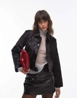 Mango Capsule Leather Boxy Jacket In Black For Women -Mango Sales 207283791 1 black 1