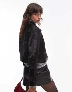 Mango Capsule Leather Boxy Jacket In Black For Women -Mango Sales 207283791 4