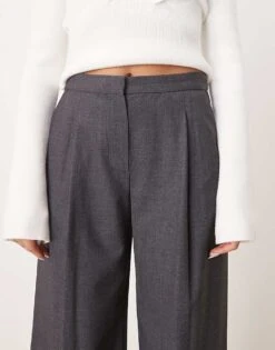 Mango Pleat Front Relaxed Fit Trousers In Grey For Women -Mango Sales 207283820 4