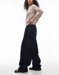 Mango Capsule Straight Leg Rigid Denim Jeans In Dark Blue For Women -Mango Sales 207283826 3