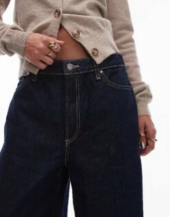 Mango Capsule Straight Leg Rigid Denim Jeans In Dark Blue For Women -Mango Sales 207283826 5