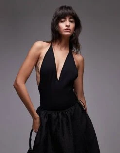 Mango Capsule Strap Back Bodysuit In Black For Women