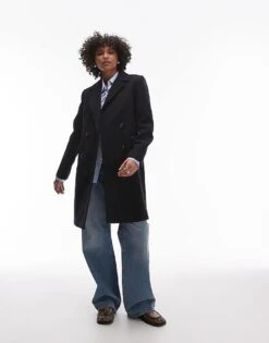 Mango Double Breasted Wool Coat In Navy For Women -Mango Sales 207283888 1 navy 1