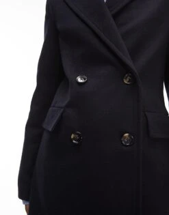 Mango Double Breasted Wool Coat In Navy For Women -Mango Sales 207283888 4