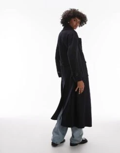 Mango Capsule Longline Wool Coat In Navy For Women -Mango Sales 207283909 4