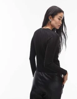 Mango Ribbed Button Down Cardigan In Black For Women -Mango Sales 207284015 4