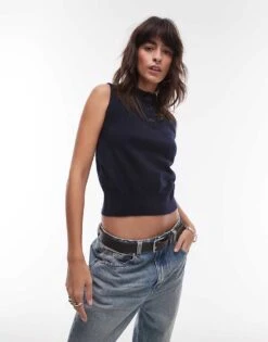 Mango Button Detail Sweater Vest In Navy For Women -Mango Sales 207284058 1 navy 1