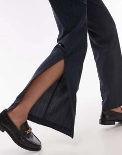 Mango Pleat Front Slim Leg Pinstripe Trouser Co-ord In Navy For Women -Mango Sales 207284083 3