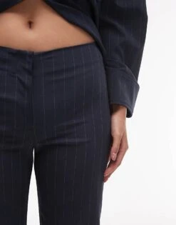 Mango Pleat Front Slim Leg Pinstripe Trouser Co-ord In Navy For Women -Mango Sales 207284083 5
