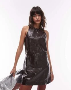 Mango Faux Leather Racer Mini Dress In Dark Red For Women -Mango Sales 207284098 2