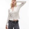 Mango Clasp Detail Deep V-neck Jumper In White For Women