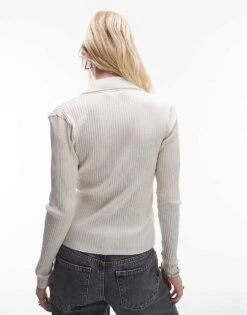 Mango Clasp Detail Deep V-neck Jumper In White For Women -Mango Sales 207284150 4