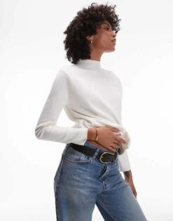 Mango High Neck Knitted Jumper In Ecru For Women -Mango Sales 207284233 1 ecru 1