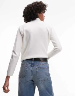 Mango High Neck Knitted Jumper In Ecru For Women -Mango Sales 207284233 2