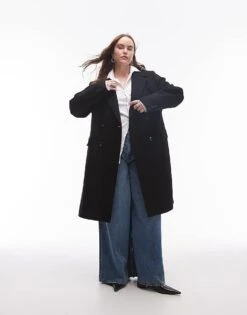 Mango Curve Double Breasted Wool Coat In Black For Women -Mango Sales 207284372 1 black 1