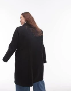 Mango Curve Double Breasted Wool Coat In Black For Women -Mango Sales 207284372 4