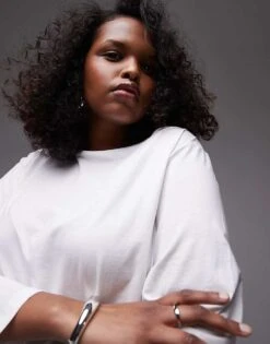 Mango Curve Boat Neck Long Sleeve Top In White For Women -Mango Sales 207284415 3