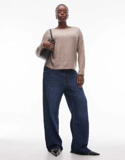 Mango Curve Mixed Ribbed Long Sleeve Top In Beige For Women -Mango Sales 207284427 3