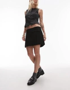 Mango Button Tab Mini Skirt In Black For Women