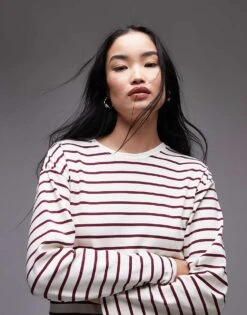 Mango Round Neck Striped Top In White And Red For Women -Mango Sales 207284458 1 white 1