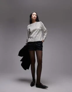 Mango Round Neck Striped Top In White And Red For Women -Mango Sales 207284458 2