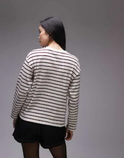 Mango Round Neck Striped Top In White And Red For Women -Mango Sales 207284458 4