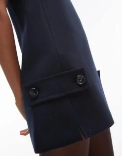 Mango Tailored Button Tab Mini Dress In Navy For Women -Mango Sales 207284496 2