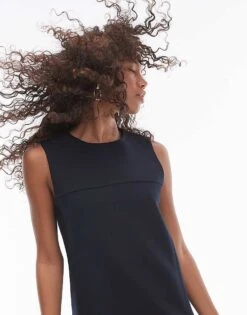 Mango Tailored Button Tab Mini Dress In Navy For Women -Mango Sales 207284496 4