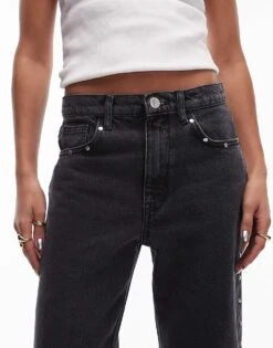 Mango Studded Side And Pocket Detail Jeans In Black For Women Blue -Mango Sales 207284503 5