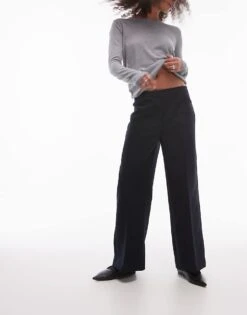 Mango Slouchy Tailored Trousers In Navy For Women