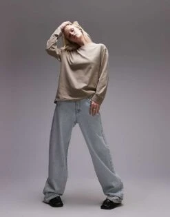 Mango Round Neck Long Sleeve T-shirt In Beige For Women -Mango Sales 207284565 1 beige 1