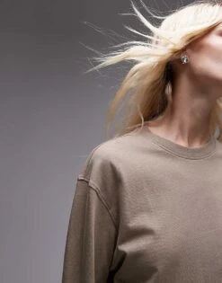 Mango Round Neck Long Sleeve T-shirt In Beige For Women -Mango Sales 207284565 3