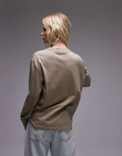 Mango Round Neck Long Sleeve T-shirt In Beige For Women -Mango Sales 207284565 4