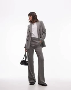 Mango Double Breasted Oversized Blazer And Trousers Co-ord In Light Grey