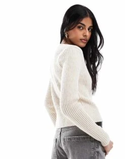 Mango Ribbed Fine Knit Button Through Cardigan In Beige For Women -Mango Sales 207284700 4