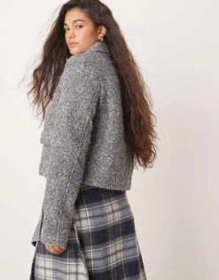 Mango Textured Jacket In Grey For Women -Mango Sales 207284811 3