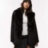 Mango Oversized Faux Fur Jacket In Black For Women