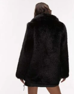 Mango Oversized Faux Fur Jacket In Black For Women -Mango Sales 207284815 4