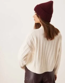 Mango Wide Ribbed Round Neck Jumper In White For Women -Mango Sales 207284953 4