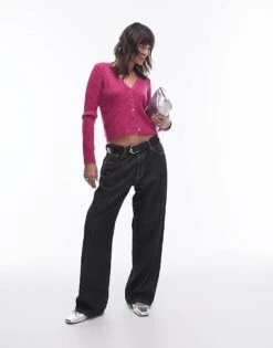 Mango Ribbed Fine Knit Button Through Cardigan In Pink For Women -Mango Sales 207284960 1 pink 1