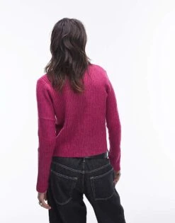Mango Ribbed Fine Knit Button Through Cardigan In Pink For Women -Mango Sales 207284960 3