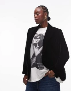 Mango Curve Velvet Blazer In Black For Women -Mango Sales 207284973 1 black 1